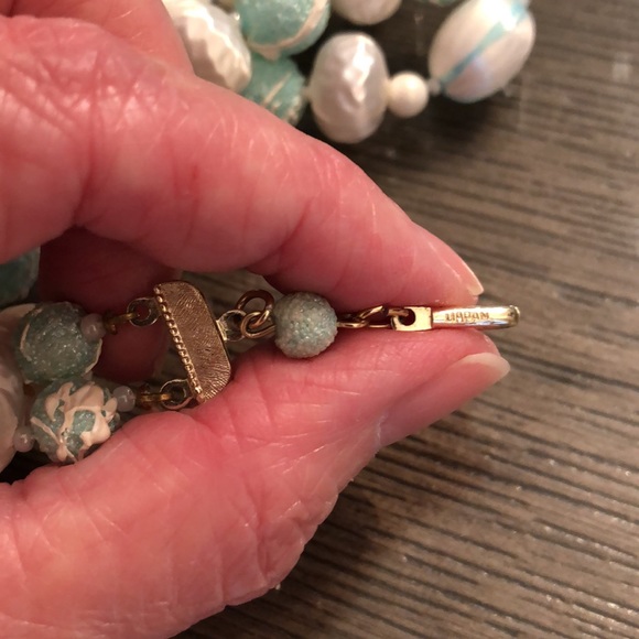 Vintage 1950’s Two Strand Splatter & Striped Satin Bead Necklace - Picture 8 of 12